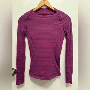 Lululemon Kanto Catch Me Long Sleeve Rulu Top Purple Stripe Size small